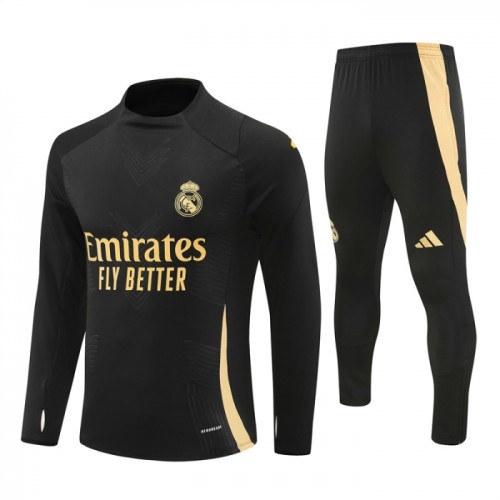 Real Madrid Sweat d'Entraînement Quarter-Zip 2024-25 Noire Real Madrid Sweat d'Entraînement Quarter-Zip 2024-25 Noire